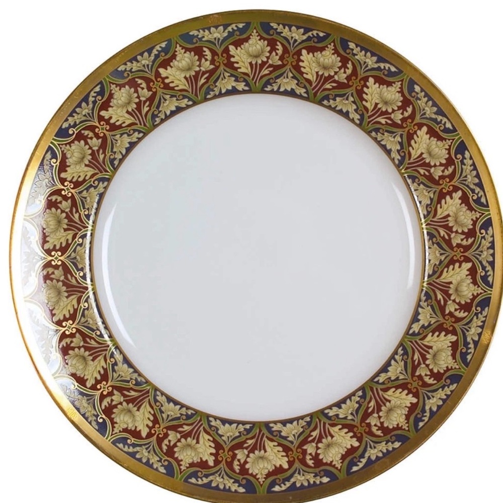 RESERVE Gold & Burgundy Decorative Dinner Plate - Elegant Home Dining